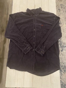 Wolverine Shirt Mens XL Navy Blue Corduroy Workwear Button Up Pocket Vtg Logo - Picture 1 of 8