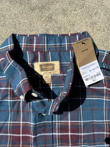 Foundry Supply camicia uomo 2XLT quadri manica lunga bottoni colletto blu nuova con etichetta - Foto 1 di 3