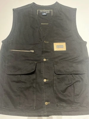 Colete jeans vintage Y2K Pelle Pelle por Marc Buchanan L desgastado LEIA hip hop - Imagem 1 de 4