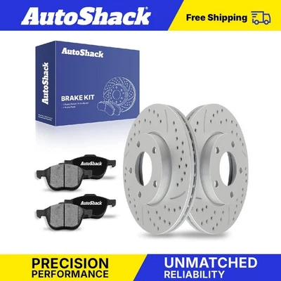Front Drilled Slotted Brake Rotors Ceramic Pads for Mazda 3 2009 3 Sport - Image 1 of 4