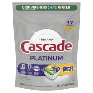 Cascade Platinum Power Boost Dishwasher Pods Lemon 37 Count - Picture 1 of 8