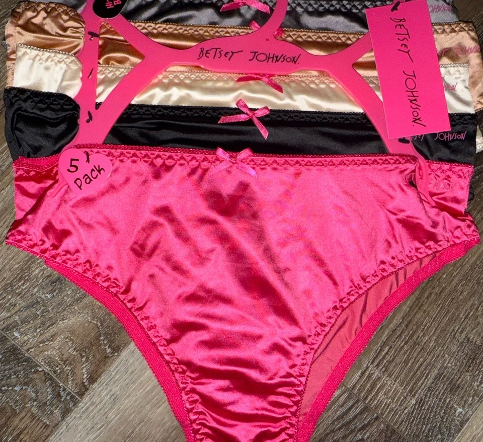 Betsey Johnson ~ 5-Pair Womens Hi-Leg Bikini Underwear Nylon Blend (A) ~ S - Image 1 of 4