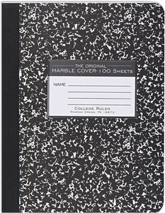 Hard Cover Composition Notebook, Black Marble Comp Book, 9.75″ X 7.5″, College-R - Picture 1 of 6