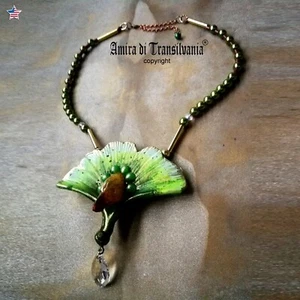 Luxury Jewelry Necklace Pendant Eagle Bird Leaf Fan Crystal Pearl Charm Jewels - Picture 1 of 24