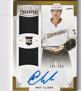 12-13 Rookie Anthology Treasures # 101 Mat Clark Jersey Patch Auto /699 ANAHEIM