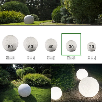 LED Leuchtkugel Gartenleuchte Kugelleuchte 230V innen außen IP65 Granit Optik - Bild 1 von 4