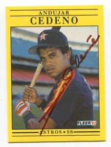1991 Fleer Andujar Cedeno Signed Card Baseball RC Autograph AUTO #502