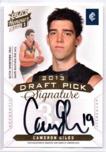 2014 AFL HONOURS 1 DRAFT PICK SIGNATURE - DSP19 Cameron GILES (CARLTON) 039/400