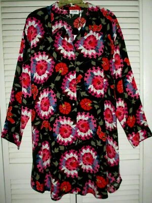 JOSIE NATORI SLEEPSHIRT LOUNGEWEAR BUTTON DOWN LONG SLEEVE RAYON WOVEN S NEW - Image 1 of 4