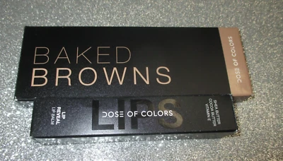 DOSE OF COLORS BAKED BROWNS EYESHADOW PALETTE & Lip Reveal Balm Peach  NIB - Image 1 of 4