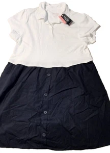 Nautica Girls' Plus School Uniform Short Sleeve Polo Dress, White/Navy XL - Picture 1 of 7