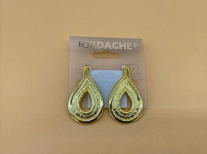 Vintage 80's 90's JORDACHE Gold Tone  Earrings Pierced - Picture 1 of 3