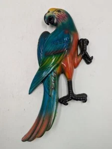 Vintage Blue Parrot Macaw Tropical Bird Wall Plaque Wall Hanging 13" - Picture 1 of 6
