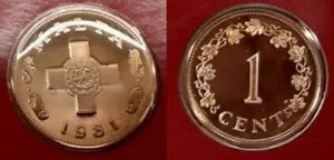 Rare 1981 Malta Proof 1 C, St.George Cross - Picture 1 of 1