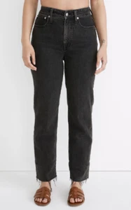 Jean recto Madewell The Curvy Perfect vintage talla 28 negro tiro alto dobladillo crudo - Imagen 1 de 15