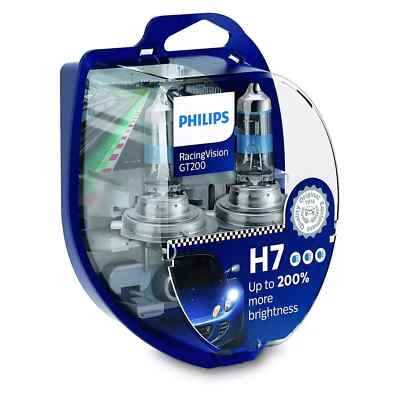 2X PHILIPS H7 RACING VISION GT200 LAMPADE AUTO LAMPADINE POTENTI +200% LUCE - Immagine 1 di 4