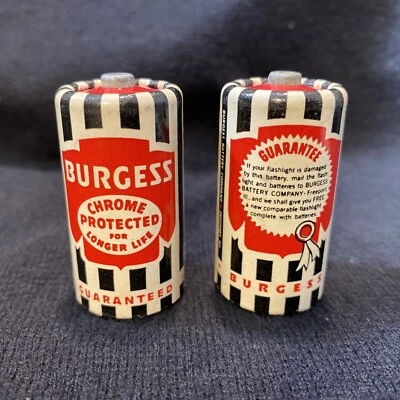 BURGESS No 1 CHROME PROTECTED “C” BATTERY/CELL DEAD FOR DISPLAY COLLECTIBLE 2 pc - Image 1 of 4