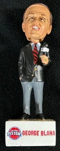 Figura de cabeza bobble de los Detroit Pistons firmada e inscrita de George Blaha - Imagen 1 de 3