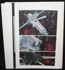 Seeker 3000 #1 p.2 Color Guide Art - Ship Flying in Space - 1998 by John Kalisz