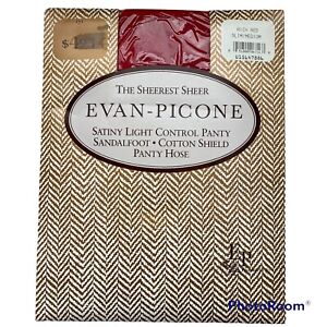 Evan-Picone Women's Pantyhose Slim Medium Rich Red Light Control Sandalfoot NIP