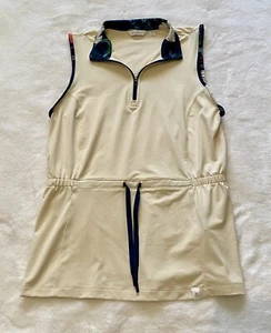 Lady Hagen Drawstring Sleeveless Golf Polo In Cream & Navy Floral, Women’s XS - Picture 1 of 6
