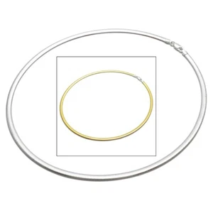 925 Sterling Silver Reversible Silver & Gold Plated Omega Chain Necklace 3mm/4mm - Picture 1 of 7