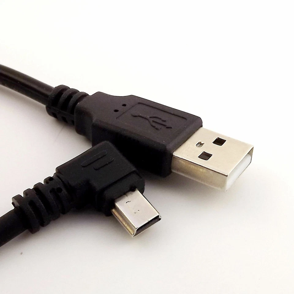 5x 1FT Mini USB Male 90 Degree Left Angled to USB 2.0 A Male for Camera Mp4 GPS - Image 1 of 1