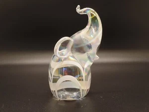 Art Glass Pele's Glass Hawaii ELEPHANT Iridescent Paperweight - Picture 1 of 5