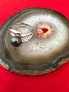 Anillo de perlas de plata de ley .925 de 9 mm tamaño 9 1/4 - Imagen 1 de 6