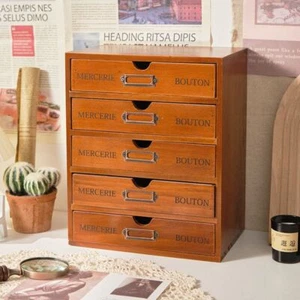 5 Drawers Wooden Storage Box Jewelry Sewing Organiser Case Chest Cabinet Home - Picture 1 of 8