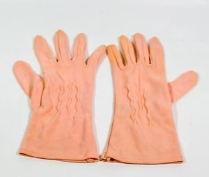 Guantes formales vintage de nailon rosa claro para dama pequeños 9" de largo 3" de ancho - Imagen 1 de 2