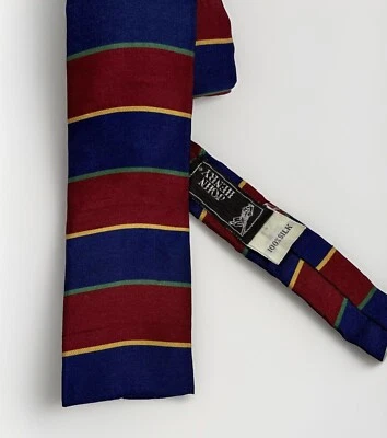 复古 John Henry 领带红色蓝色条纹丝绸方尖修身 Rockabilly Hip — 第 1/4 张图片