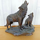 Veronese Wolf Wolves Figurine Statue ~ Home Decor Art Copper Finish Parent Cub