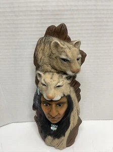 Cabecero vintage nativo americano con león de montaña de 10,5" de alto - Imagen 1 de 7