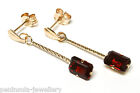 9Ct Gold Garnet Drop Earrings Gift Boxed Made In Uk Birthday Gift