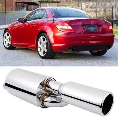 Silenciador de escape cromado de doble bucle 2,5" entrada 4,0" para Mercedes-Benz SLK R171 Foto 1 de 4