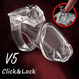 Lo último Hombres HT-V5 Click&Lock Candado Dispositivo de Castidad Masculino Conjunto Cinturón Bondage Juguetes - Imagen 1 de 18