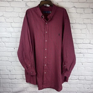 Polo Ralph Lauren Shirt Mens 2XLT Red Gingham Check Long Sleeve Button - Picture 1 of 7