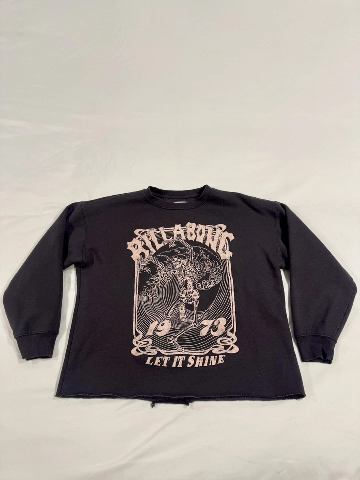 Billabong 1973 «Let Is Shine» укороченный толстовка пуловер серый женщин большой EUC - Изображение 1 из 4