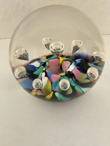 Peter Holmes SELKIRK Millefiori Glas Briefbeschwerer " HARLEKIN " geätzt 1994  - Bild 1 von 9