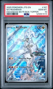 PSA 10 N's Reshiram CAJA ESTAMPADA TOPPER IR 167/159 Pokemon Journey Together - Imagen 1 de 1