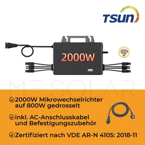 TSUN TSOL-MS2000 (auf 800W gedrosselt) Mikro-Wechselrichter + 5 Meter AC-Kabel - Bild 1 von 8