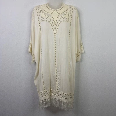 Vestido Isabel Marant Etoile 38 Crema Crochet Flecos Caftán Boho Romántico Costero Foto 1 de 4