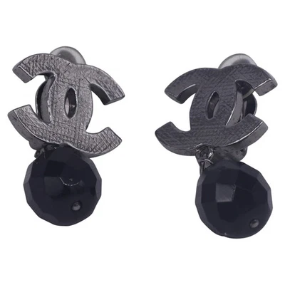 Pendientes colgantes Chanel Cc piedra preciosa con clip en metal para mujer plata talla única Foto 1 de 4
