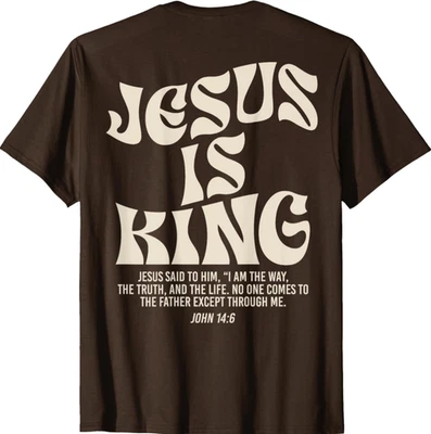Camiseta Jesus Is King | Camiseta João 14:6 Versículo Bíblico Fé Cristã - Unissex P-5XL - Imagem 1 de 2