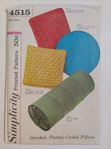 Pillow Round Square Bolster Simplicity 4515 Sewing Craft Pattern VTG Pleated - Picture 1 of 11