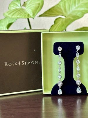 Ross Simons 3.60 ct t.w. Aquamarine Linear 3” Drop Earrings Sterling Silver 925 - Image 1 of 4