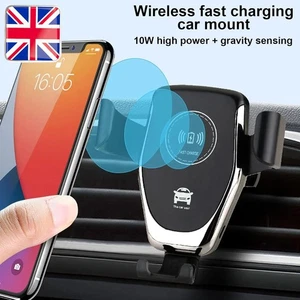 Wireless Car Charger Mount Phone Holder Automatic Clamping Fast Charging 10W UK - Picture 1 of 13