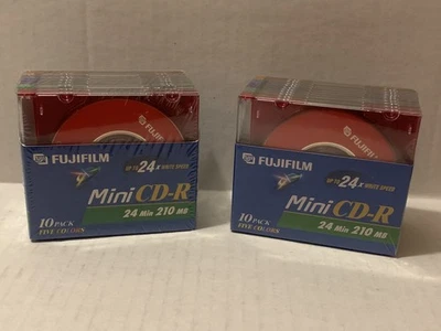 Two-10 Pack Fujifilm Color Mini CD-R 210MB 24X Write Speed & Color Jewel Cases - Image 1 of 2