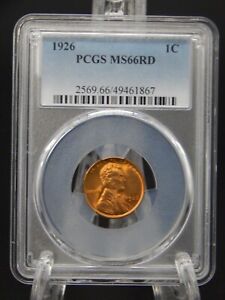1926 PCGS MS66 RD RED Lincoln Wheat Back CENT #BT-18